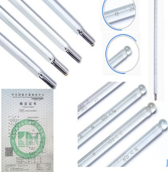 수은막대온도계 정확한 정밀 온도계 부화기 온도보정, 1개