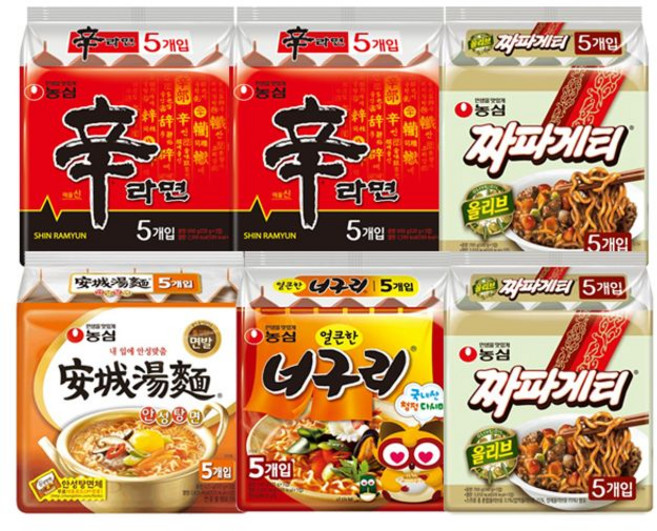 신라면 10입 + 짜파게티 10입 + 안성탕면 5입 + 너구리 5입, 1개
