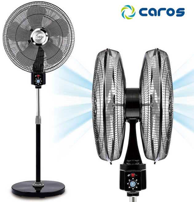 캐로스 더블헤드 360도 양면형 선풍기 양방향 회전 20인치 5엽날개 높낮이조절, 상세 참조