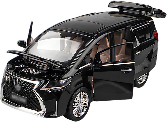 다이캐스트 금속 1:24 렉서스 LM300h 미니밴 럭셔리밴 합금 풀백 자동차 모형, 1개, 블랙