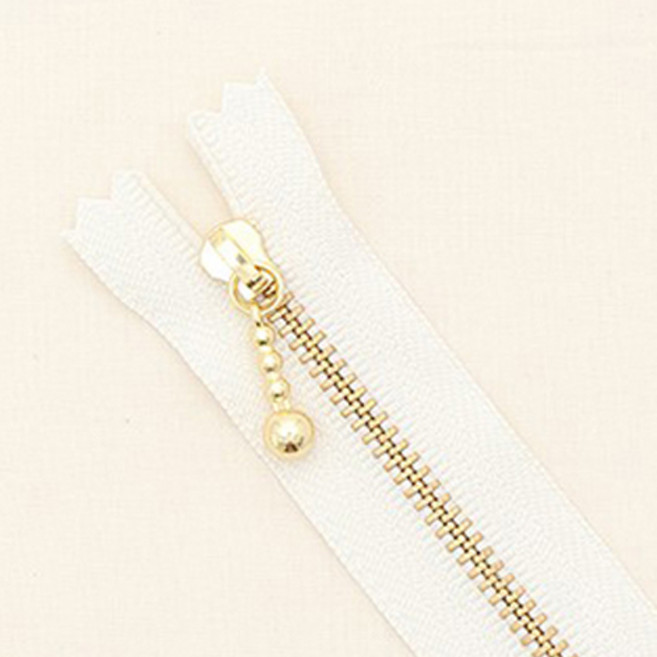 패션스타트 YKK 정품 골드 20cm 지퍼 3호 소품 의류 포인트용 클로즈형 지퍼 10개 세트, 1개, 아이보리