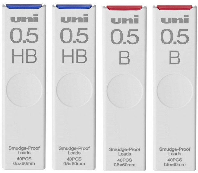 유니 샤프심 0.5mm UNI UL-S-0.5, 1세트, 0.5 (HB+HB+B+B)