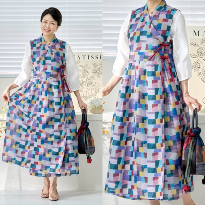 [엄마옷 로즈맘] 우아미물모시철릭원피스