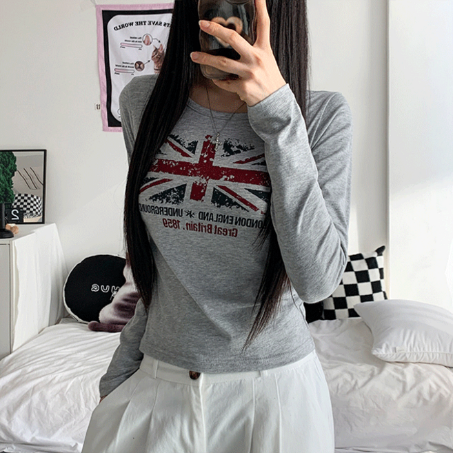 [강추/가성비/2col] 미노 유니언잭 나염 프린팅 라운드 티셔츠