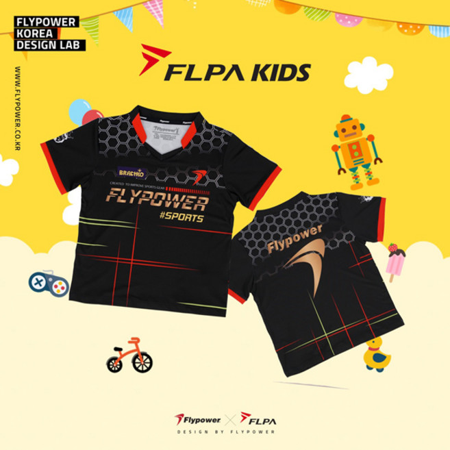 플라이파워 플파 아동 키즈 티셔츠 배드민턴 반팔 상의 라줏 블랙 KIDS-RAJUT-BK 배드민턴복