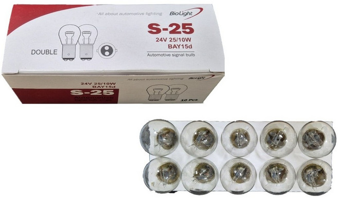 대성부품/24V 트럭 전구/외큐/쌍큐/싱글/더블/25W/25/10W/화물차/대형트럭/브레이크등전구/깜빡이전구/BIO, 24V BIO 더블 1통, 1개