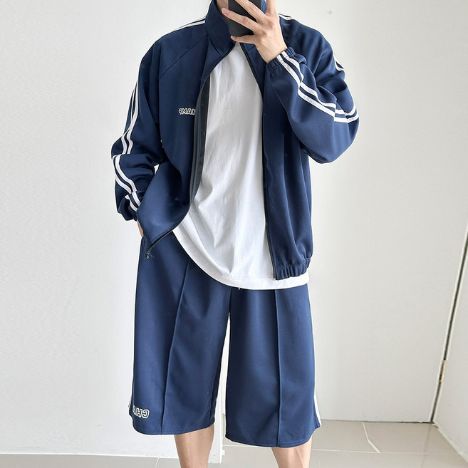 [스트릿감성] M챔프 2선 반바지 세트 트레이닝 SET 데일리 꾸안꾸 스트릿 와이드 자켓 운동복 남녀공용