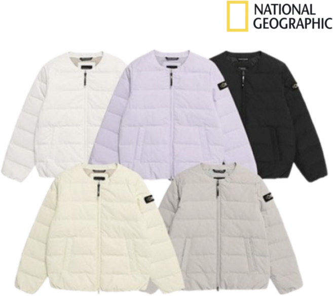 [국내매장판] 내셔널지오그래픽 여성 헤론 U넥 경량 다운 점퍼 / 경량패딩 숏패딩 아우터 바람막이 5종 택1