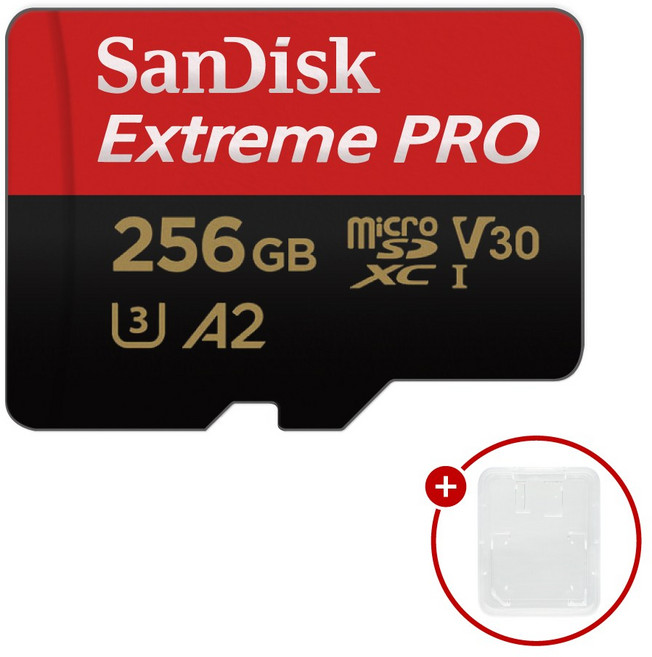 샌디스크 마이크로SD카드 Extreme PRO 익스트림 프로 SDSQXC + SD카드 케이스, 1개, 256GB