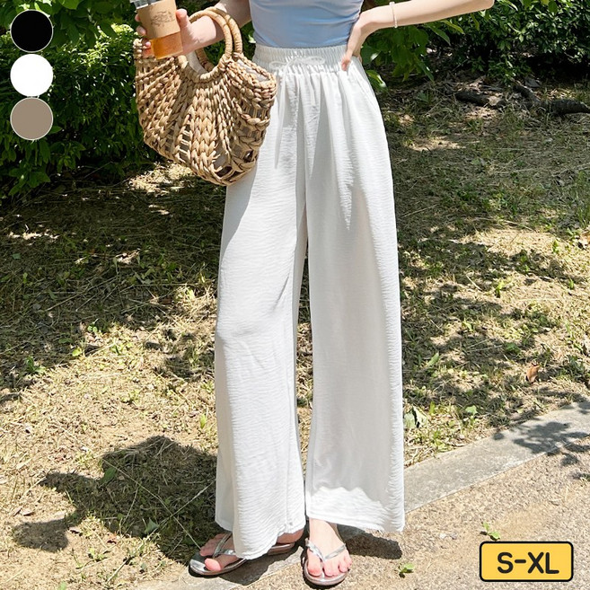 여리진 여성용 시원한 여름 밴드 찰랑 일자 와이드 핏 팬츠 후들 바지 빅사이즈까지