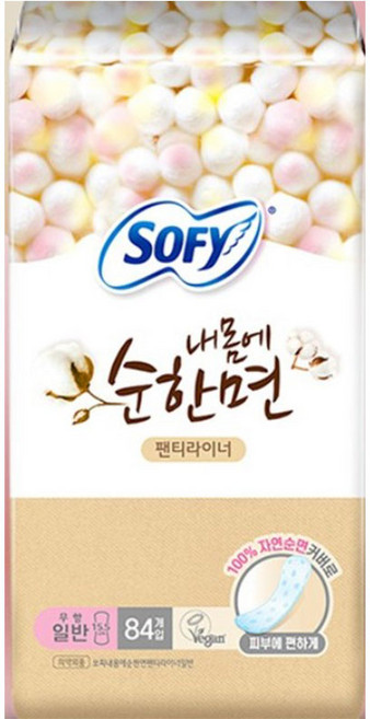 쏘피 내몸에순한면 팬티라이너, 일반, 84개입, 1개