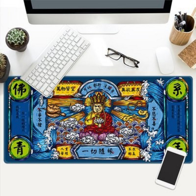 創意超大防滑電競辦公桌墊, A-3.佛系青年