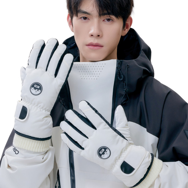 NY20 패밀리 남여공용 스마트터치 방수 겨울 방한 스키 보드 캠핑 장갑 NY-B2376, 화이트, 1개