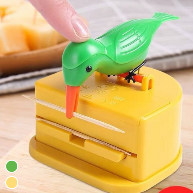 (2P) 데이엑스 이쑤시개 디스펜서 아기새 원터치 요지 홀더, 노랑새, 2개