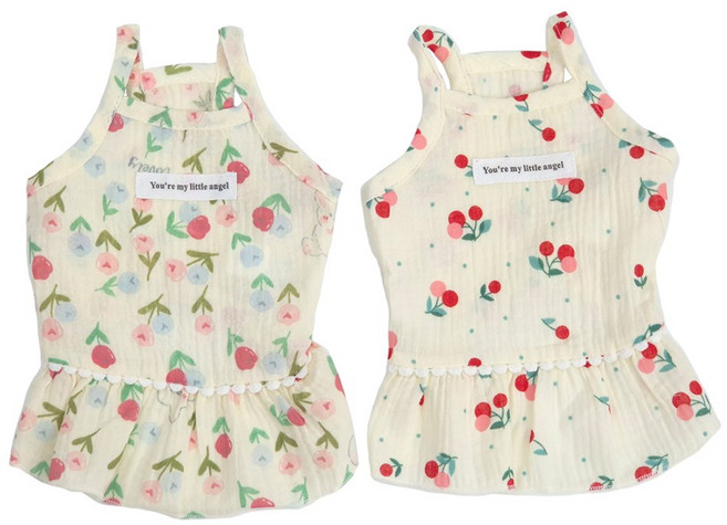 개인싸 강아지옷 시원 폭신 끈 나시 원피스, 튤립, 1개