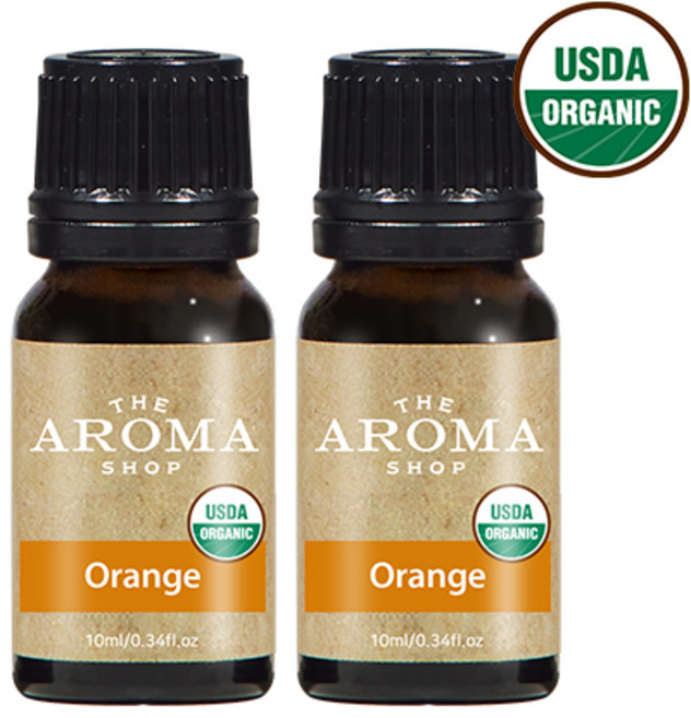 더아로마샵 USDA 유기농 에센셜오일 디퓨저 아로마테라피 숙면 힐링, 2개, 10ml, 오렌지 유기농 에센셜오일