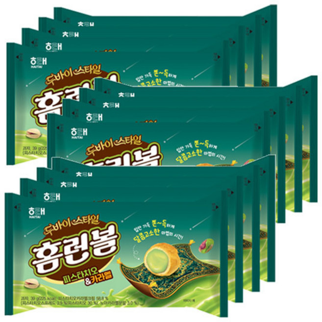 해태 홈런볼 두바이 피스타치오n카라멜 4번들, 156g, 3개