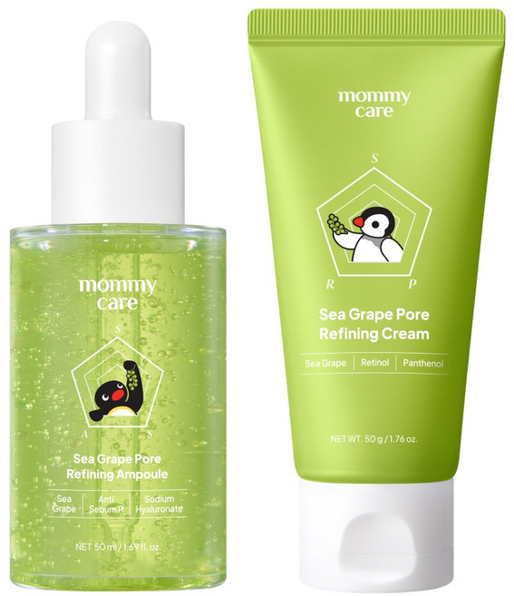 마미케어 핑구 콜라보 5초 모공 축소 바다포도 리프팅 약국 앰플 + 크림, 1세트
