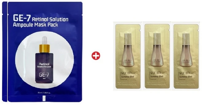 GE7 레티놀 에코 마스크2개/로시크숨마 앨릭서 미라클 파워 에센스120매, 1g, 120개 - 쿠팡