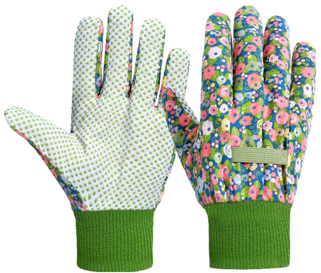 쵸록101 원예장갑 꽃무늬 텃밭 다용도 흙 장갑, 1개, 비비드 그린