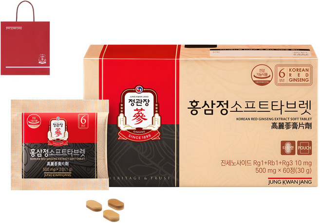 홍삼정 정품 소프트타브렛+쇼핑백, 60정, 1개