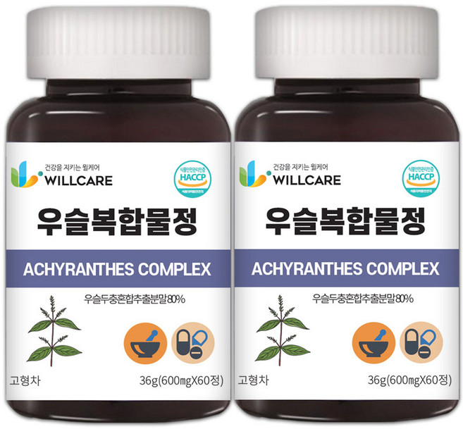 윌케어 국내산 우슬 복합물정 HACCP 식약처인증 600mg x 60정, 2개
