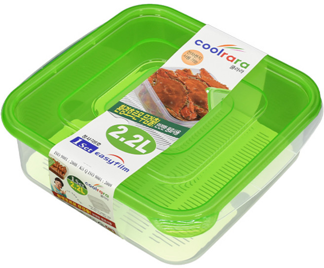 이지쿨라라 정사각 밀폐용기 6호 2.2L 깔판, 1개