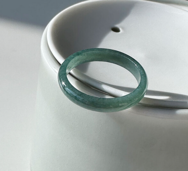 딥그린 고급 천연 옥 가락지 원석 비취 반지 2
