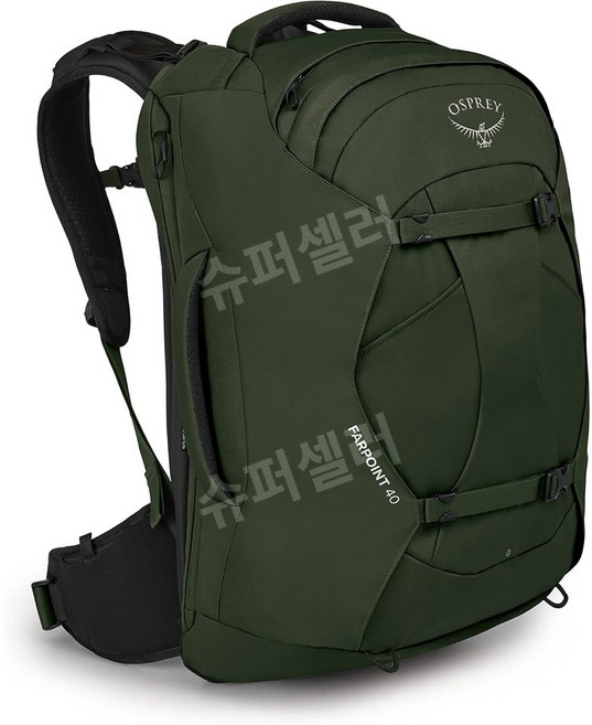 오스프리 파포인트 40L 남성 여행용 백팩 고퍼 그린, Gopher Green, 1개