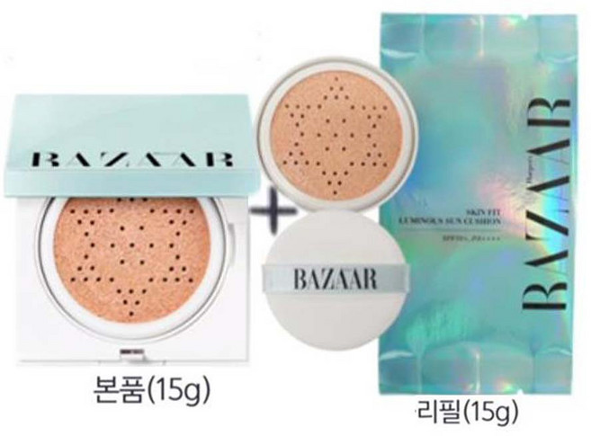 하퍼스바자 스킨 핏 루미너스 선쿠션 본품+리필 SPF50+, 1개