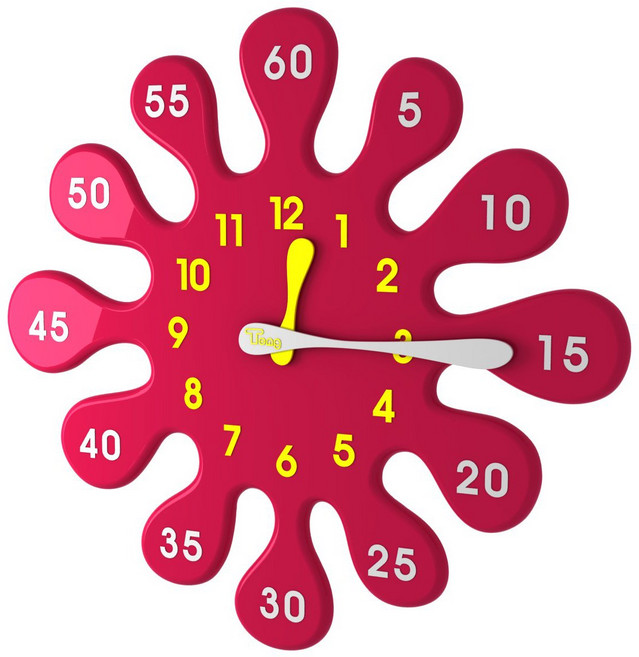 물방울시계 교육용시계 인테리어소품 예쁜 벽시계 수학공부 통디자인시계 - 독일제 UTS 무소음 무브먼트, 마젠타