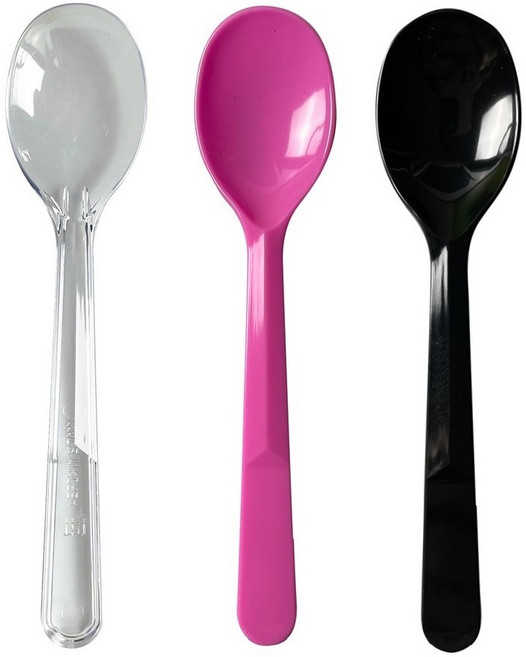 생활을그리다 디저트 미니 스푼 12cm 3색 혼합 투명 핑크 블랙 벌크포장, 1개, 100개입