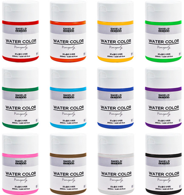 (쉴드) 수채화물감 250ml 대용량 낱색, 노랑