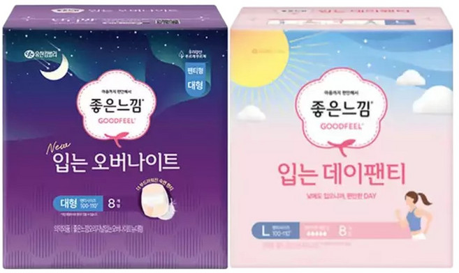 배송 좋은느낌 입는 데이팬티 대형 8매 + 오버나이트, 1개, 8개입