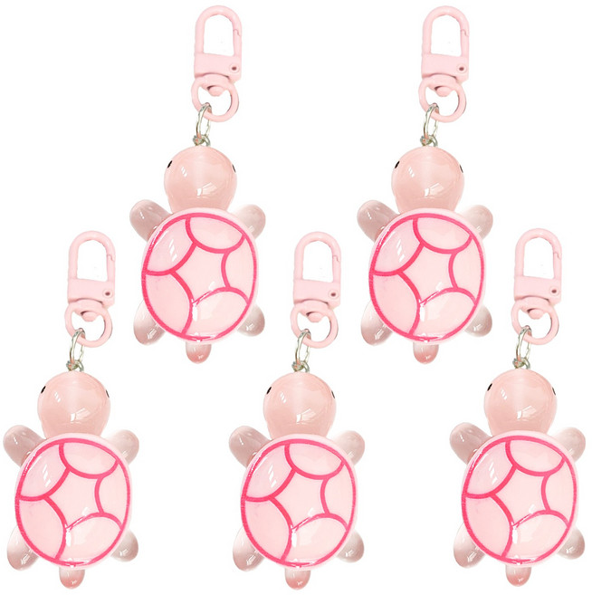 귀여운 행운의 거북이 동물 키링 열쇠고리 선물 커플템 우정템, 5개, 베이비핑크
