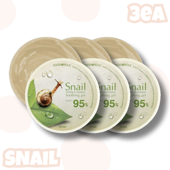 [정품] 푸드어홀릭 스네일 수딩젤 SNAIL SOOTHING GEL (달팽이뮤신 / 수딩겔 / 보습 / 탄력 / 쿨링 / 진정), 3개, 300ml