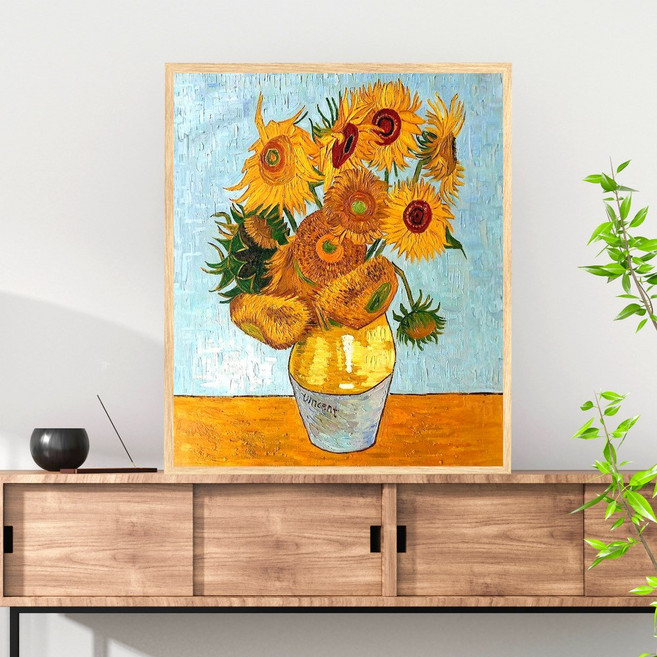 화색갤러리 명화 고흐 해바라기 앙리 금붕어 밀레 만종 액자, 01해바라기
