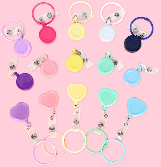 너스키니 베이직 간호사 릴홀더 테이프걸이 사원증 목걸이 릴홀더, 하트파스텔(핑크)