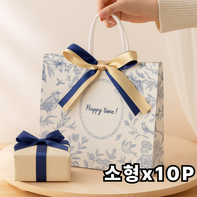 살림하루 정성가득 고급감성 리본 쇼핑백, 10개