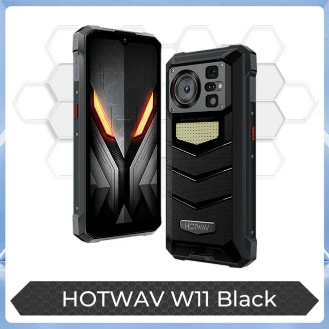 HOTWAV W11 12GB+256GB 러기드 폰 20800mAh 280LM 플래시라이트 6.6인치 FHD+ 스마트폰 33W 24MP 야간 투시, 02 Add BT Earphone, 01 Black