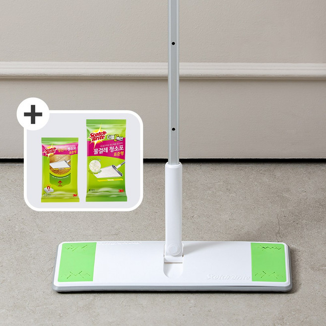 3M 스카치브라이트 올터치 막대걸레 표준형 대형+정전기10매+물걸레청소포1매 세트, 막대걸레(표준형), 전정기 청소포10매+물걸레청소포1매 세트, 1개