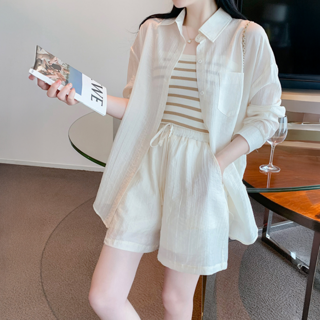 더시에라 여성 여름 간절기 시스루 셔츠 블라우스 린넨
