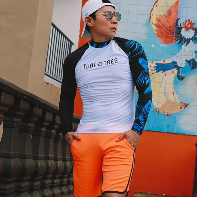 비치팜 블랙 패턴 포인트 남성 래쉬가드 상의 긴팔 GTCN-329