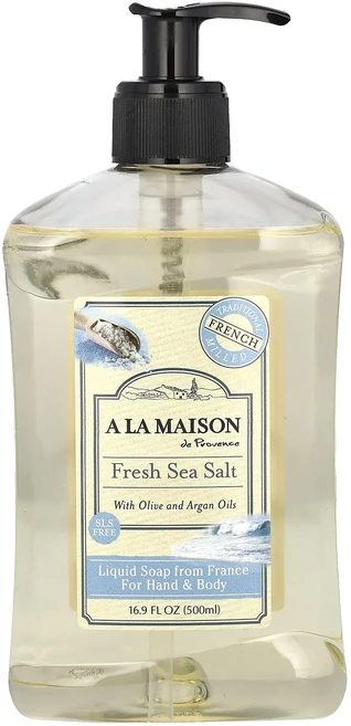진짜 너무좋은데요 A La Maison de Provence 손과 몸용 액상 비누 생 천일염 500ml(16.9fl oz) 이런날씨에 어울리는상품, 1개, 500ml - 쿠팡