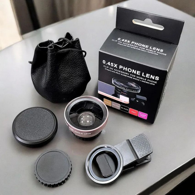 80factory 휴대폰 광각렌즈 0.45x + 15x 마이크로미터, 1개, 로즈골드