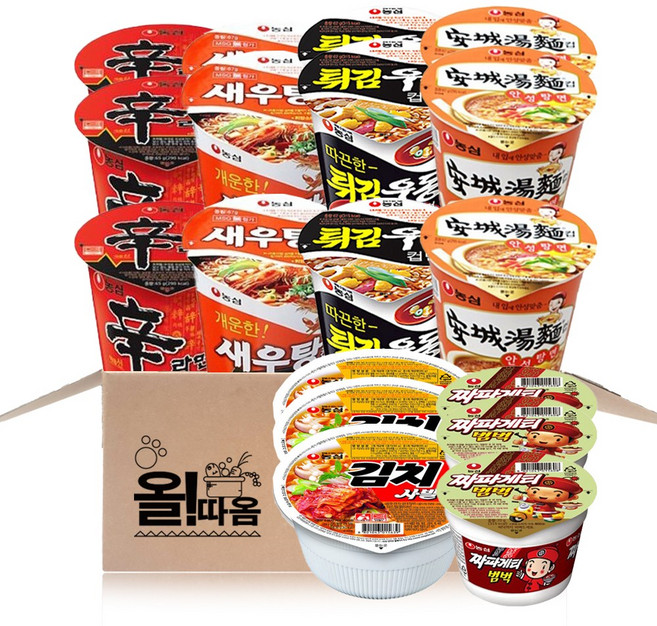 올따옴 농심 소컵라면 6종 3개씩 2호세트(신라면+짜파범벅+새우탕+튀김우동+안성탕면+김치사발면)