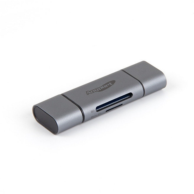메탈바디 2IN1 OTG 카드리더기 USB3.0 Type C AP-UC21, 2IN1 OTG 카드리더기 1개, 메탈색