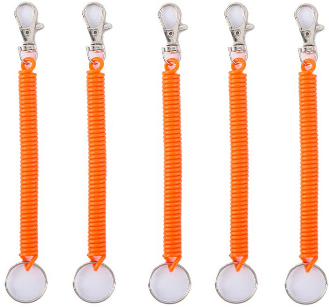 다용도 도난 분실 방지 휴대폰 가방 안전 고리 스프링 스트랩 줄, 5개, 오렌지