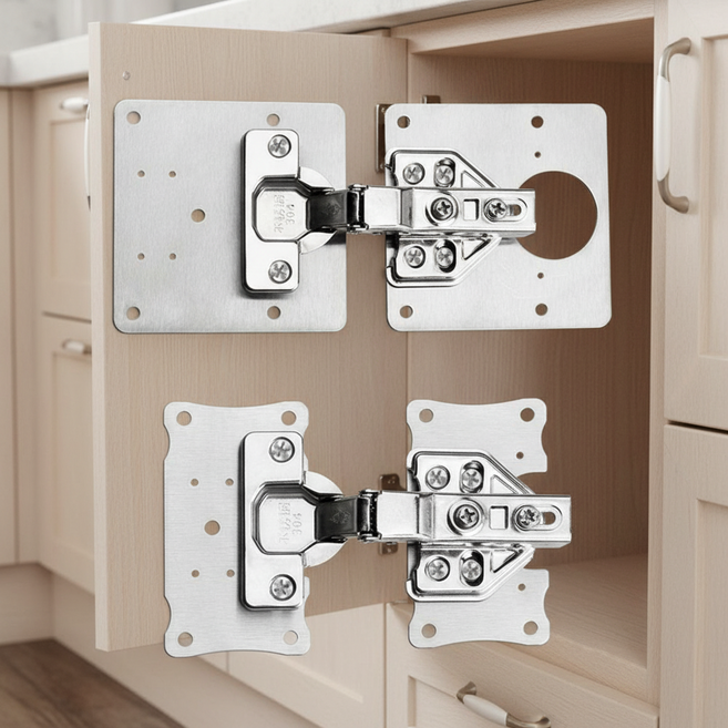 싱크대 경첩 보강판 문짝 수리 플레이트 가구 힌지 고정판 옷장 방문 보수 자재 피스 포함 대형 소형 세트, 보강판(소형)