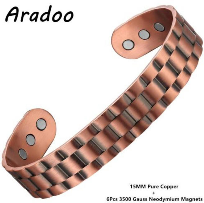 네오디뮴팔찌 에너지 활력 자석 건강 팔찌 여성용 순 코퍼 99% 커프, 1개, 5)E6